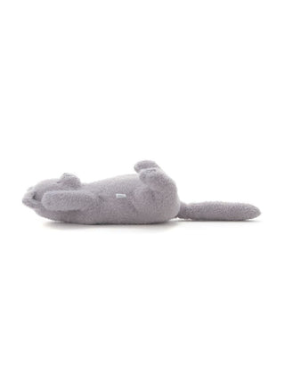 Side view of CAT Plush Tissue Holder, featuring a soft, fluffy cat design in gray, perfect for adding charm and functionality to any space.