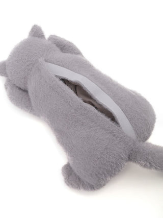 Gray CAT Plush Tissue Holder, cozy decor from Gelato Pique USA, shaped like a cute fluffy cat, ideal for home or office use.