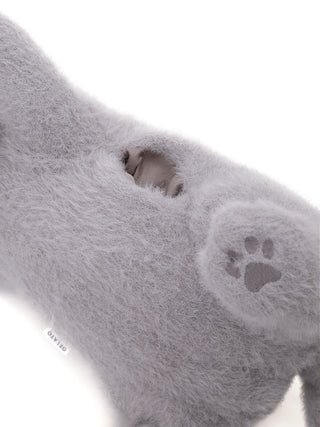 CAT Plush Tissue Holder in fluffy grey fabric with paw design, perfect for cute and functional decor in home or office.