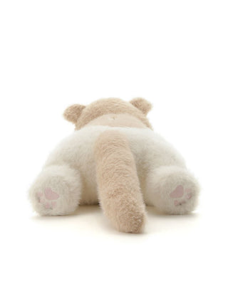 CAT Plush Tissue Holder - soft fluffy cat decor from Gelato Pique, back view, beige and white plush toy, cozy home accessory