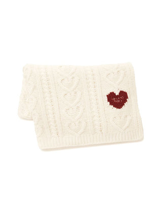Heart Aran Lap Blanket with cable-knit pattern and red heart motif, cozy and elegant home comfort by Gelato Pique USA.