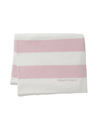 Smoothie Lite 2BD Blanket by Gelato Pique USA, premium loungewear and sleepwear, pink and white border, convenient travel accessory.