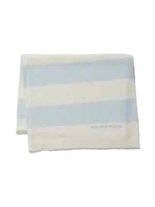 Smoothie Lite 2BD Blanket with logo, thin and portable, premium loungewear and sleepwear by Gelato Pique USA, light blue and white design.