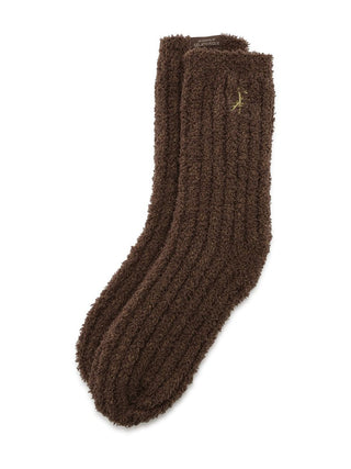 [Bitter] Baby Moco Melange Mid-Calf Ribbed Fuzzy Socks in Brown, Cozy Men's Loungewear Socks at Gelato Pique USA.