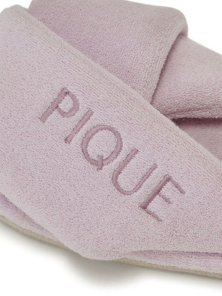 Lavender Gelato Pique pile cozy indoor bedroom slippers with soft, textured fabric and wide strap for comfort.
