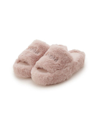 Alt Tag: Eco Fur Fuzzy Slippers by Gelato Pique in soft pink color, featuring open-toe design and ultra-soft, eco-friendly faux fur exterior.