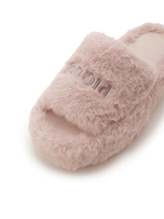 Eco Fur Fuzzy Slipper with pink faux fur and open-toe design, offering cozy comfort and style for indoor lounging.