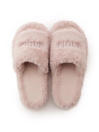 Eco Fur Fuzzy Slippers by Gelato Pique, open-toe design with plush faux fur, perfect for lounging, shown in soft pink color.