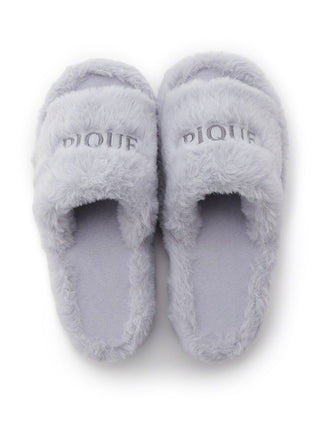 Eco Fur Fuzzy Slippers with open-toe design and plush faux fur for comfort and style - top view of slippers on white background.