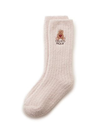 Cozy Baby Moco Heart Bear Sagara Ribbed Socks with embroidered bear design by Gelato Pique USA