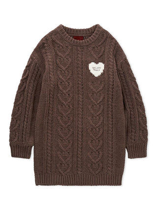 Heart Aran Knit Dress with intricate cable-knit design and heart motifs, elegant winterwear from Gelato Pique USA.