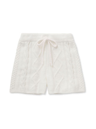 [Sweet] Aran Women's Soft Knit Lounge Shorts in Off White, Women's Loungewear Shorts at Gelato Pique USA.