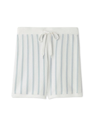 COOL Striped Lounge Shorts in light blue and white with drawstring waistband for stylish comfort.