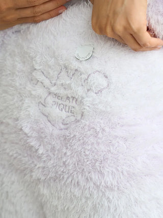 Close-up of fluffy lounge shorts from gelato pique's Halloween collection, featuring soft material and subtle brand logo.