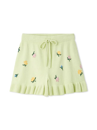 Air Moco Small Flower Lounge Shorts with floral embroidery, crafted from lightweight ultra-soft fabric, perfect for cozy loungewear.