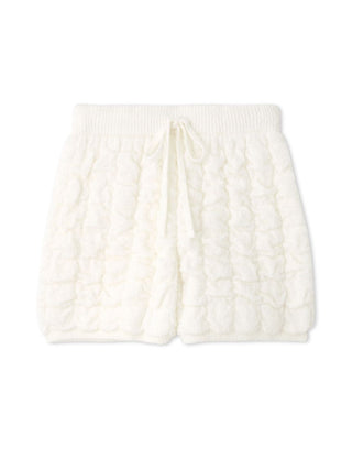 Bubble Moco Fleece Shorts in white with a unique bubble texture, offering cozy comfort and style for lounging.