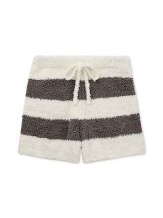 Gelato 2 Border Lounge Shorts in plush fabric with two-tone stripes and drawstring, offering comfort and style in pastel hues.