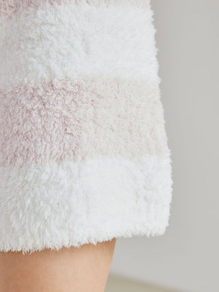 Close-up of Gelato Pique Gelato 2 Border Lounge Shorts in soft pastel stripes showcasing plush fabric texture.