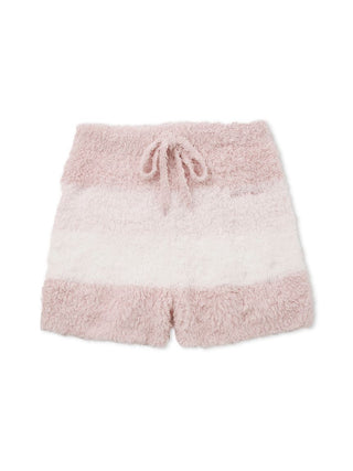 Gelato 3 Border Lounge Shorts in soft pink and white, featuring fluffy fabric and a playful three-color border design.