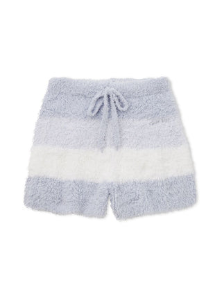 Light blue and white Gelato 3 Border Lounge Shorts made from fluffy fabric, ideal for comfortable home wear with a three-color design.