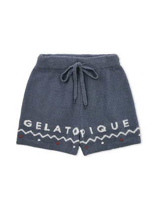 Nordic Lounge Shorts by Gelato Pique with fluffy fabric and festive design, featuring bold red lettering at the hem.