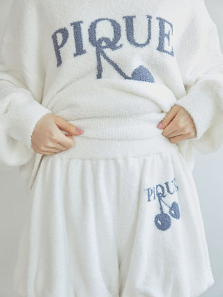 Soft Air Moco Cherry Jacquard Balloon Lounge Shorts with Pique design, showcasing playful and cozy loungewear style, Gelato Pique USA.