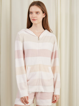 Smoothie 5 Zip up Striped Hoodie - Womens Loungewear Hoodies in  pink by  Gelato Pique USA