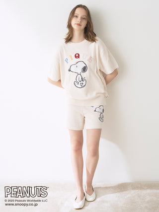 SNOOPY PEANUTS Oversized Loungewear Tops in off-white , Women's Pullover Sweaters at Gelato Pique USA