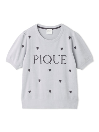 Heart Logo Short-Sleeved Pullover with Puff Sleeves in Pastel Grey by Gelato Pique, featuring a cozy and feminine loungewear design.
