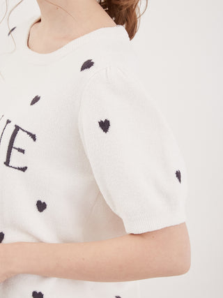 Heart Logo Short-Sleeved Pullover in off-white, Women's Pullover Sweaters at Gelato Pique USA