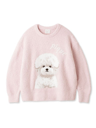 Powder DOG 3 Motif Jacquard Cozy Pullover Loungewear in pink, Women's Pullover Sweaters at Gelato Pique USA