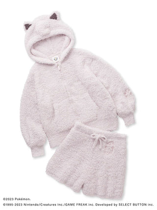 Pokémon Sleep GELATO Jigglypuff Hoodie and Shorts Set in fluffy fabric with bear ears on the hood.