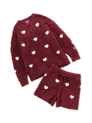 Heart Aran Pullover & Shorts Loungewear Set in red, Women's Loungewear Set at Gelato Pique USA.