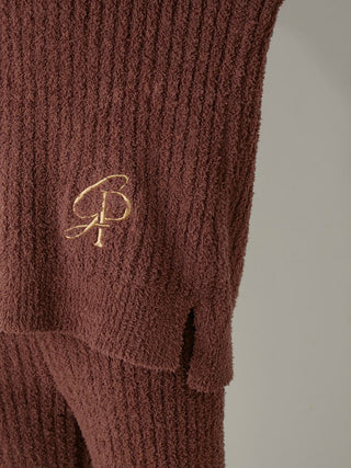[Bitter] Baby Moco Melange V-Neck  Ribbed Knit Lounge Pullover in Brown, Women's Pullover Sweaters at Gelato Pique USA.