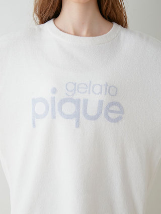 Logo Jacquard Pullover and Shorts Loungewear Set in blue, Women's Loungewear Set at Gelato Pique USA.