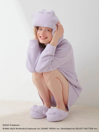 "Pokémon Sleep Baby Moco Ditto Hoodie & Shorts Set in lavender, featuring cozy plush design and Ditto character detailing."