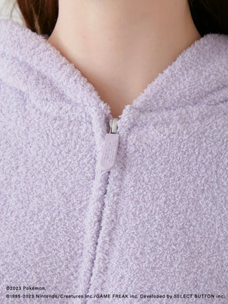 Close-up of Baby Moco Ditto Hoodie fabric, featuring soft purple material from Pokémon Sleep collection.