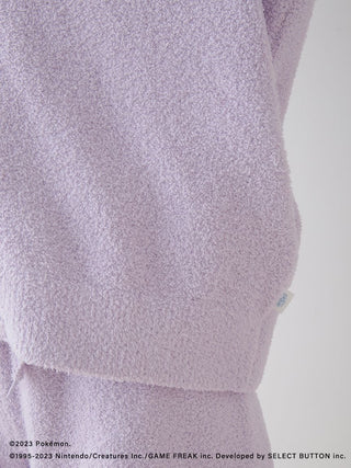 Close-up of purple Baby Moco Ditto Hoodie & Shorts Set from Pokémon Sleep collection.