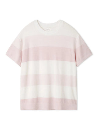 Gelato Pique Smoothie Lite 3-Border Lounge Top in soft pink and white stripes, perfect for comfort and casual style.