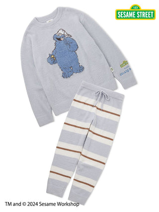 Sesame Street Baby Moco knit pullover and long pants set with Cookie Monster motif, featuring soft, lightweight fabric for children.