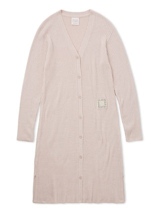 Hot Smoothie Ribbed Long Cardigan in soft pink, features a button-down style and cozy ribbed texture.