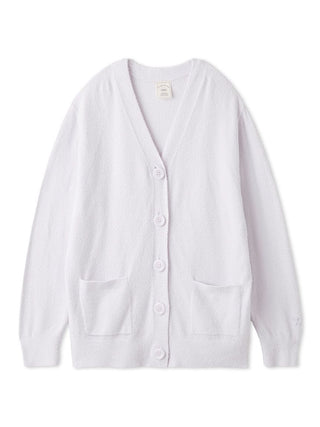Smoothie Button-Up Cardigan in soft white fabric with classic button design, made from Gelato Pique's signature plush material.