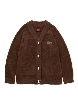 Babymoco Chocolate Button-Up Cardigan by Gelato Pique USA, showcasing ultra-soft brown fabric with front button closure.