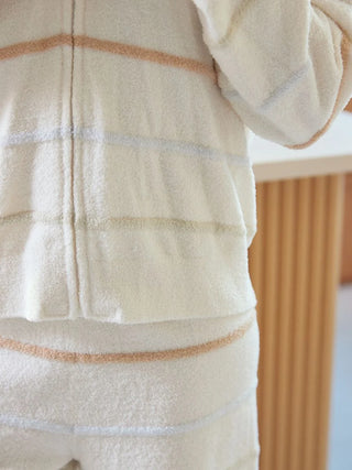 Smoothie Colorful Zip-Up Hoodie with subtle colorful stripes, showcasing cozy and soft loungewear by Gelato Pique USA.