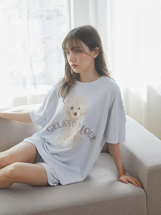 Gelato Pique USA Toy Poodle T-Shirt - Premium Loungewear featuring a cute jacquard poodle and arch logo, perfect for spring comfort.