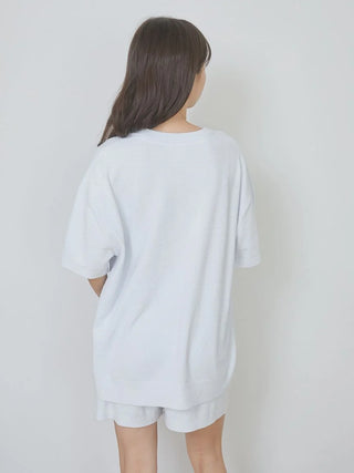 Back view of model wearing Gelato Pique USA 2025 Toy Poodle Relax Fit T-Shirt, showcasing premium loungewear and sleepwear.