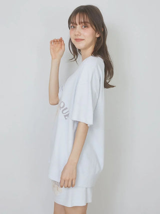 Model wearing 2025 Toy Poodle Relax Fit T-Shirt by Gelato Pique USA, premium loungewear and sleepwear collection.