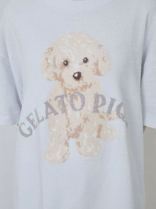 Premium loungewear Gelato Pique USA Toy Poodle Relax Fit T-Shirt with soft knit, jacquard toy poodle design, suitable for spring wear.