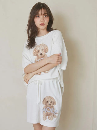 Premium Gelato Pique USA loungewear featuring a toy poodle design on a relax fit T-shirt, part of the 2025 collection.