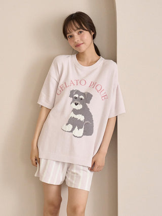Schnauzer Airy Moco Jacquard Pullover & Shorts Set